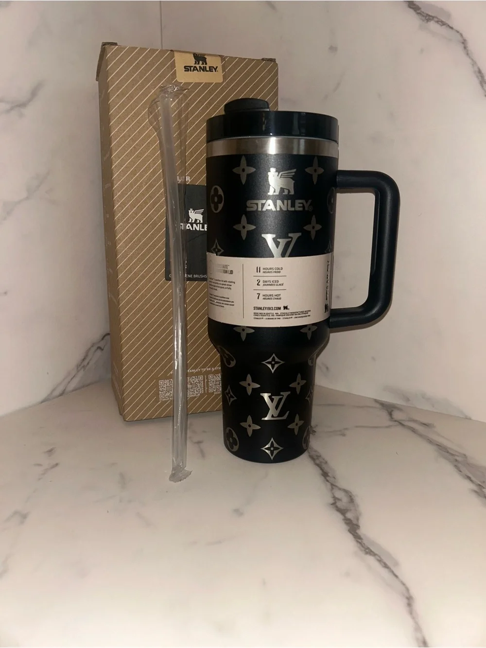 Stanley x monogram silver Black Insulated Travel Mug with Handle - Picture 3 of 3